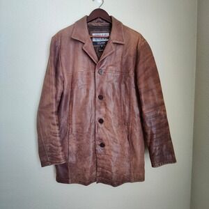 Vintage 90s Wilsons Leather Brown Jacket Patina Pelle Studio Mens M Thinsulate